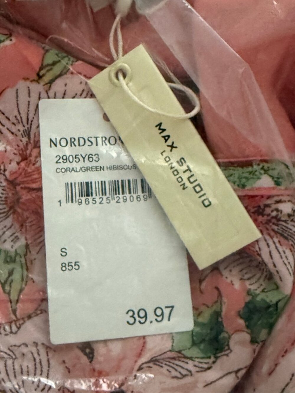 MAX STUDIO Geometric Floral Print Smocked Waist Dress S NWT - Picture 3 of 5